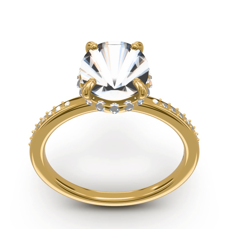 A diamond engagement ring turning in the AI Ring Studio
