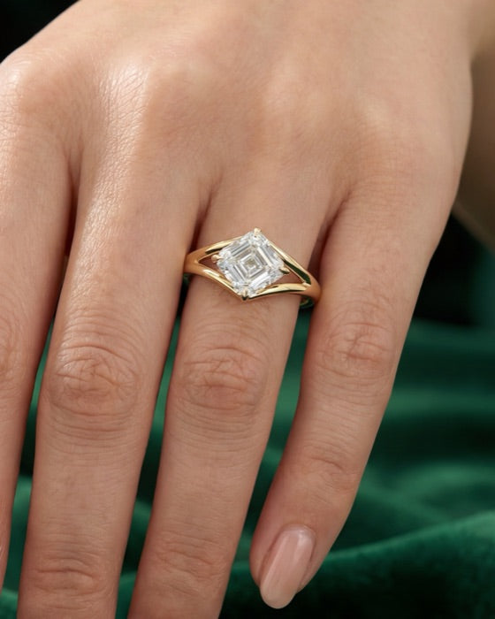 Astra asscher engagement ring on the hand
