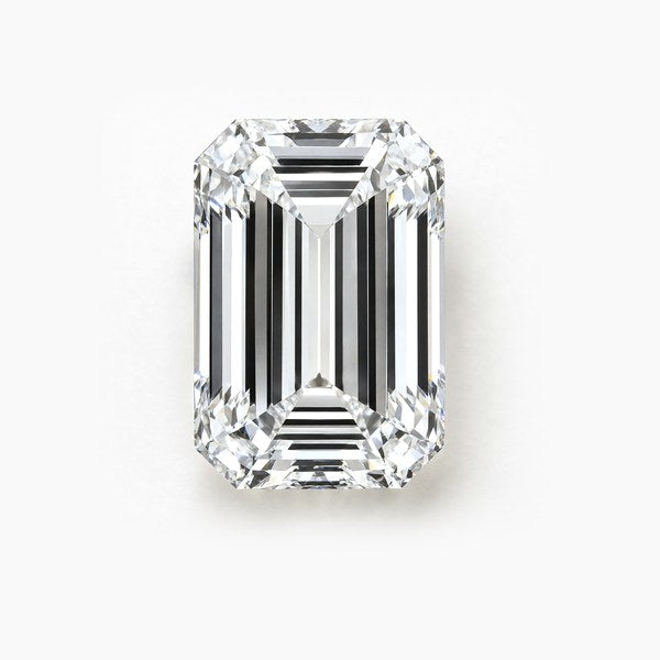 A loose emerald-cut diamond