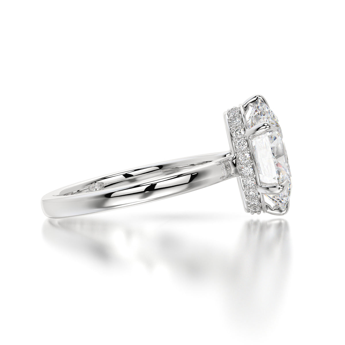 Aurielle oval solitaire engagement ring, side profile