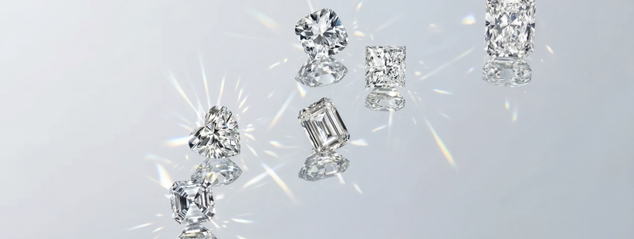 Loose diamonds in round, pear, emerald and oval cuts