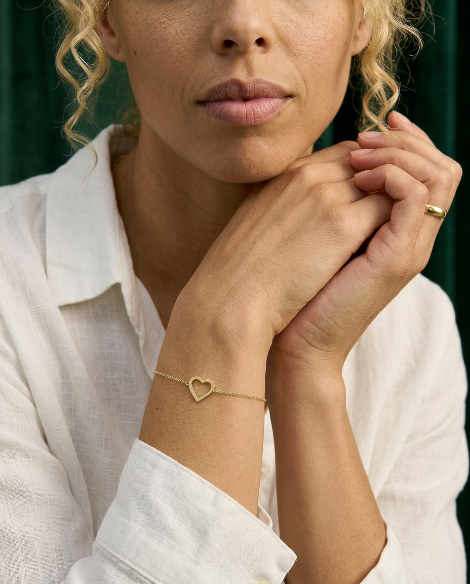 Cora Heart Silk 14k Gold Bracelet