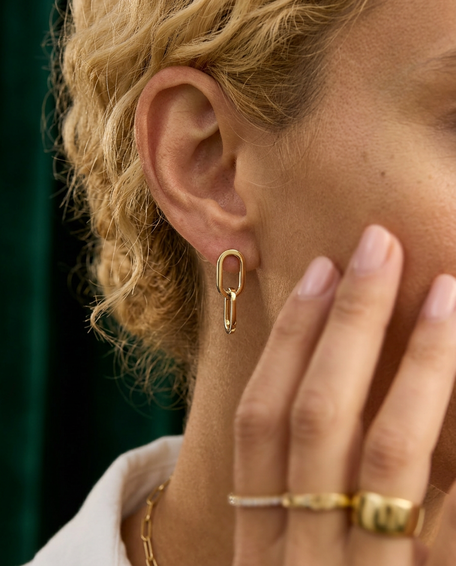 Lunaria 14k Gold Interlocking Link Earrings