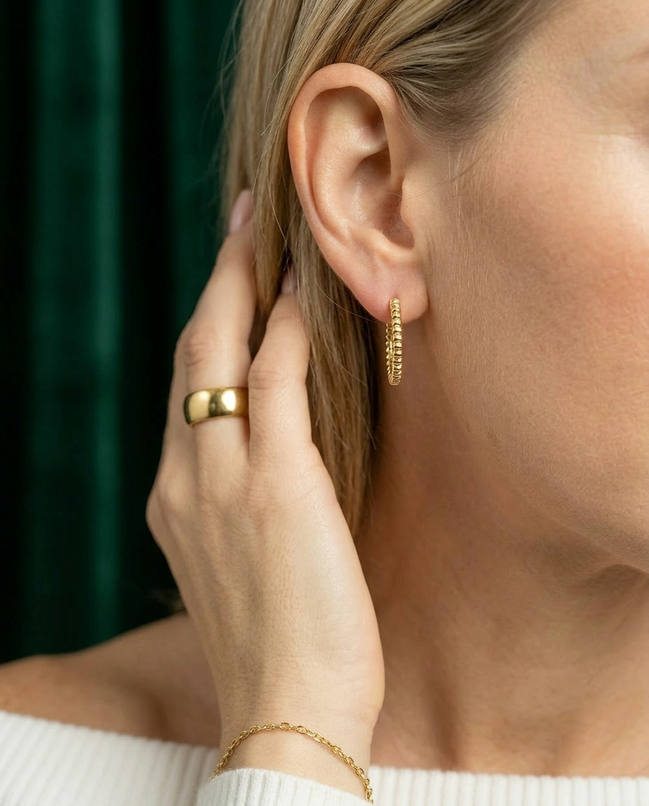 Honeysuckle 14k Gold Twisted Huggies