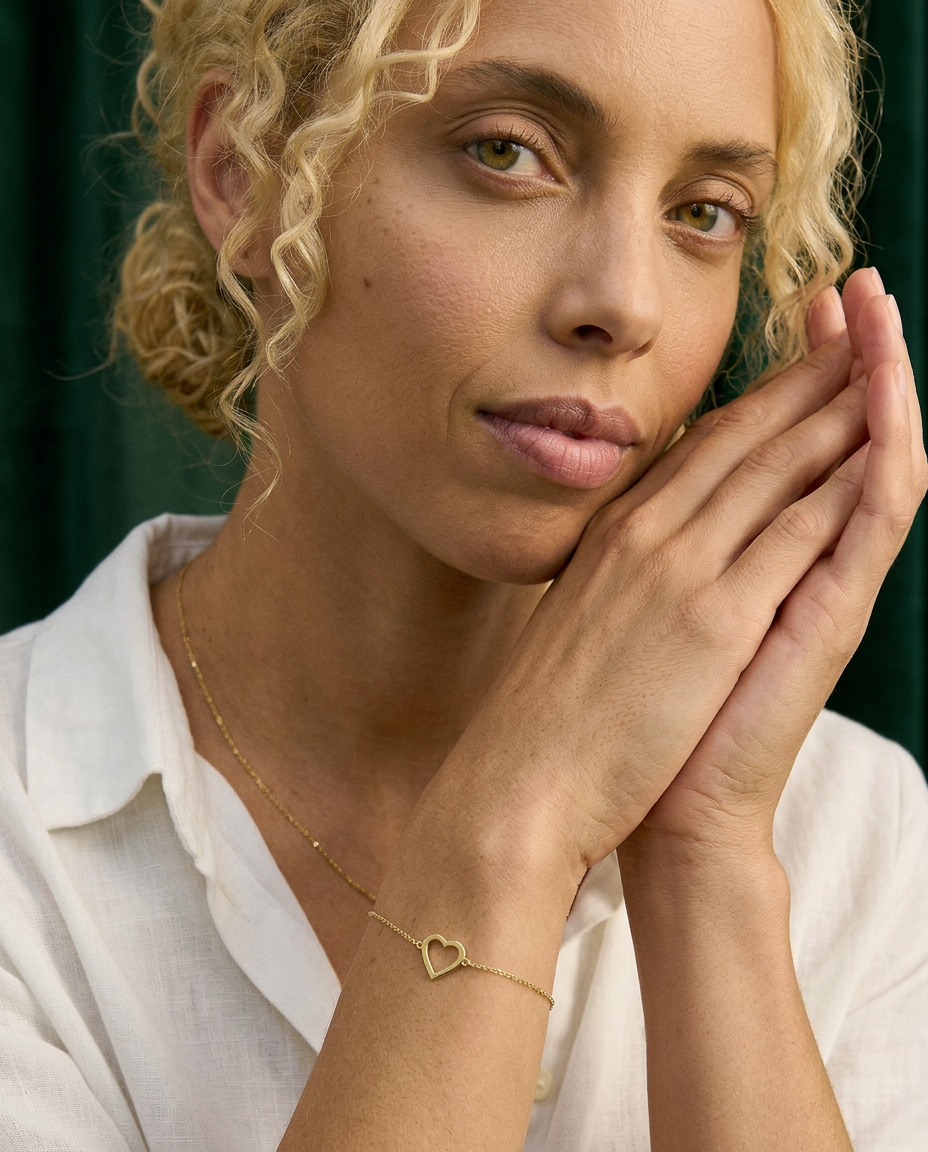 Cora Heart Silk 14k Gold Bracelet
