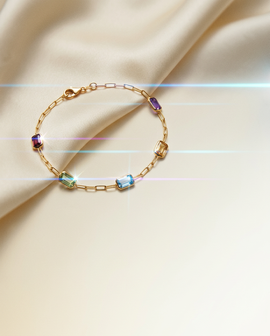 Alstroemeria 14k Gold Multi-Gemstone Bracelet