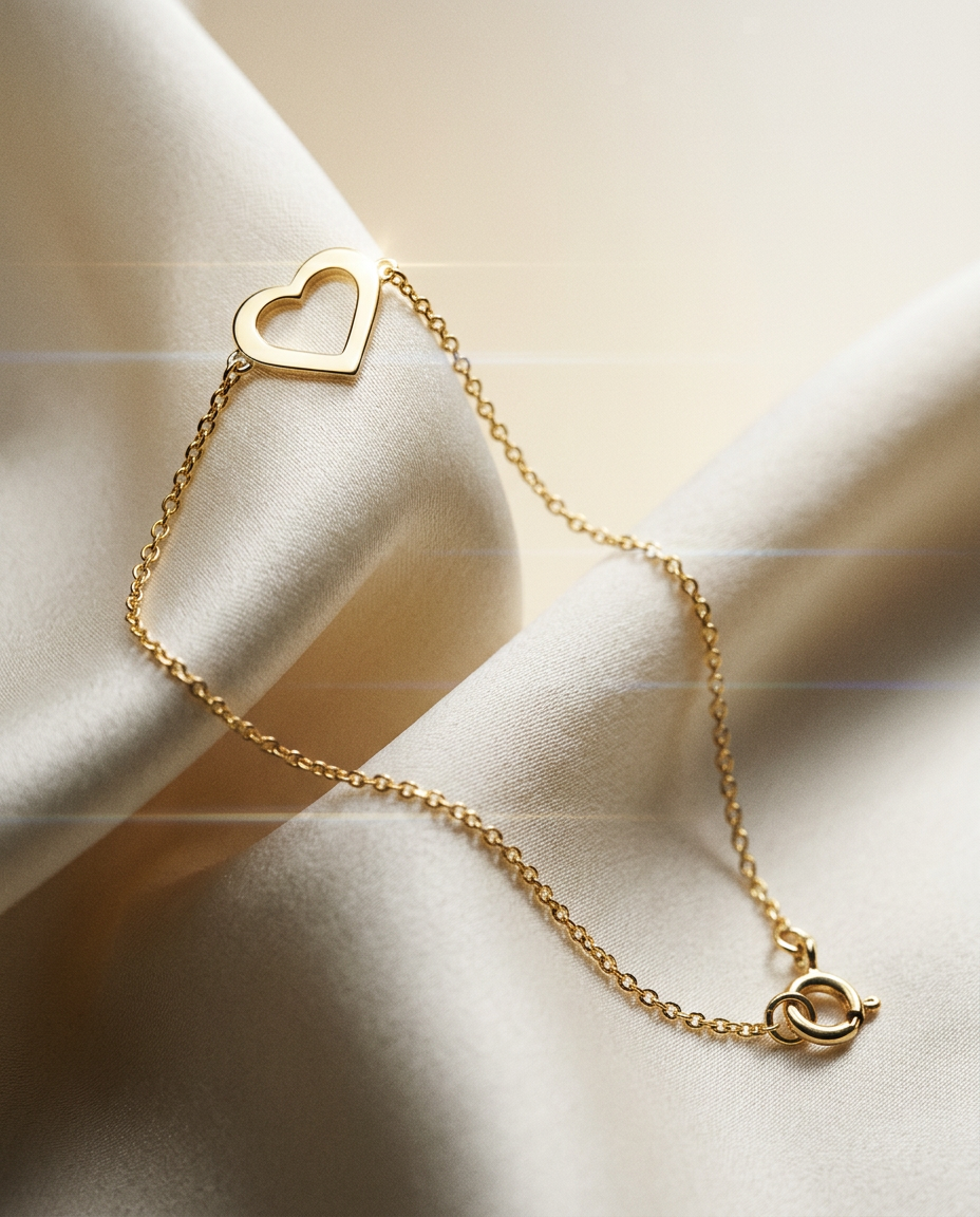 Cora Heart Silk 14k Gold Bracelet