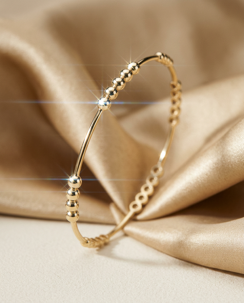 Osmanthus 14k Gold Circular Link Bangle