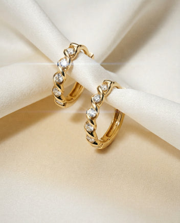 Spiranthes 14k Gold Diamond Twist Hoops