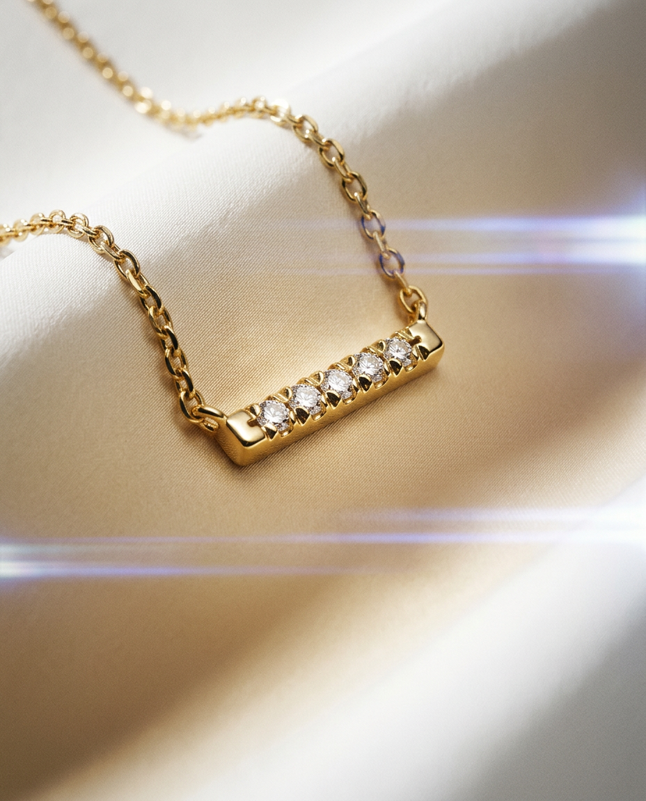 Marigold 14k Gold Diamond Bar Necklace, view 4