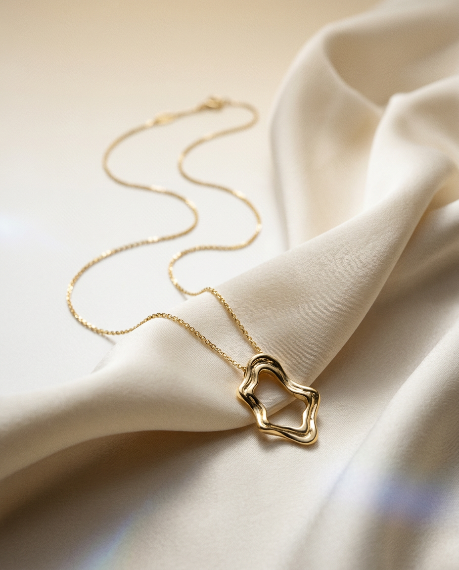 Hydrangea 14k Gold Sculptural Necklace