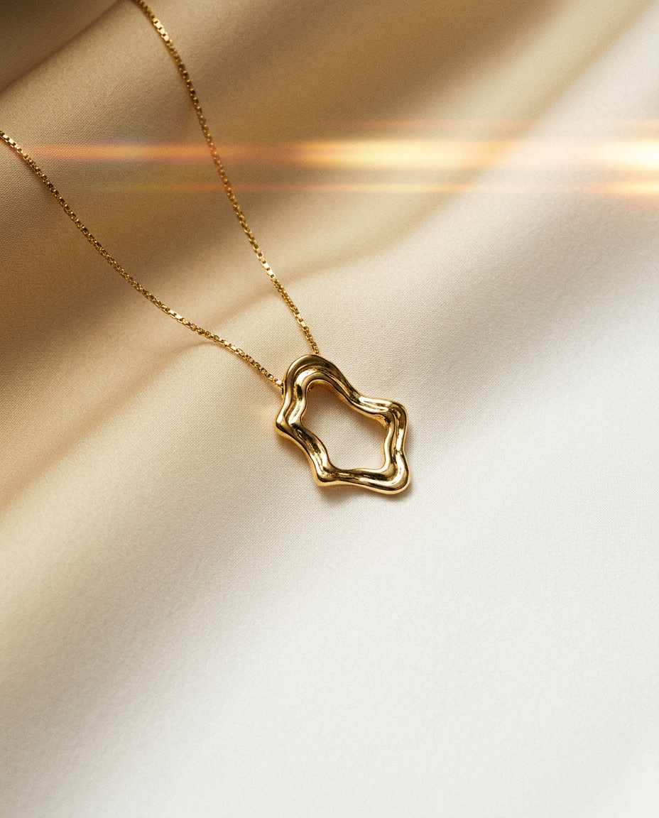 Hydrangea 14k Gold Sculptural Necklace