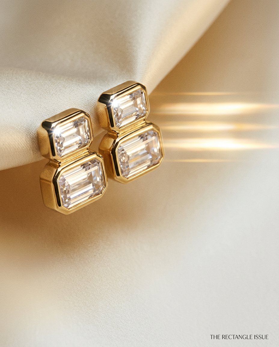 Linnaea 14k Gold Emerald-Cut Bezel Studs