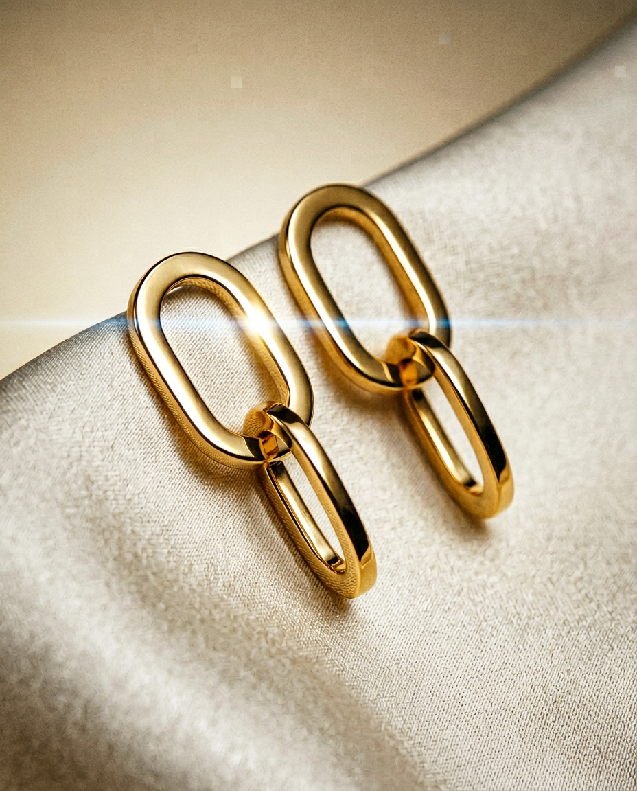 Lunaria 14k Gold Interlocking Link Earrings