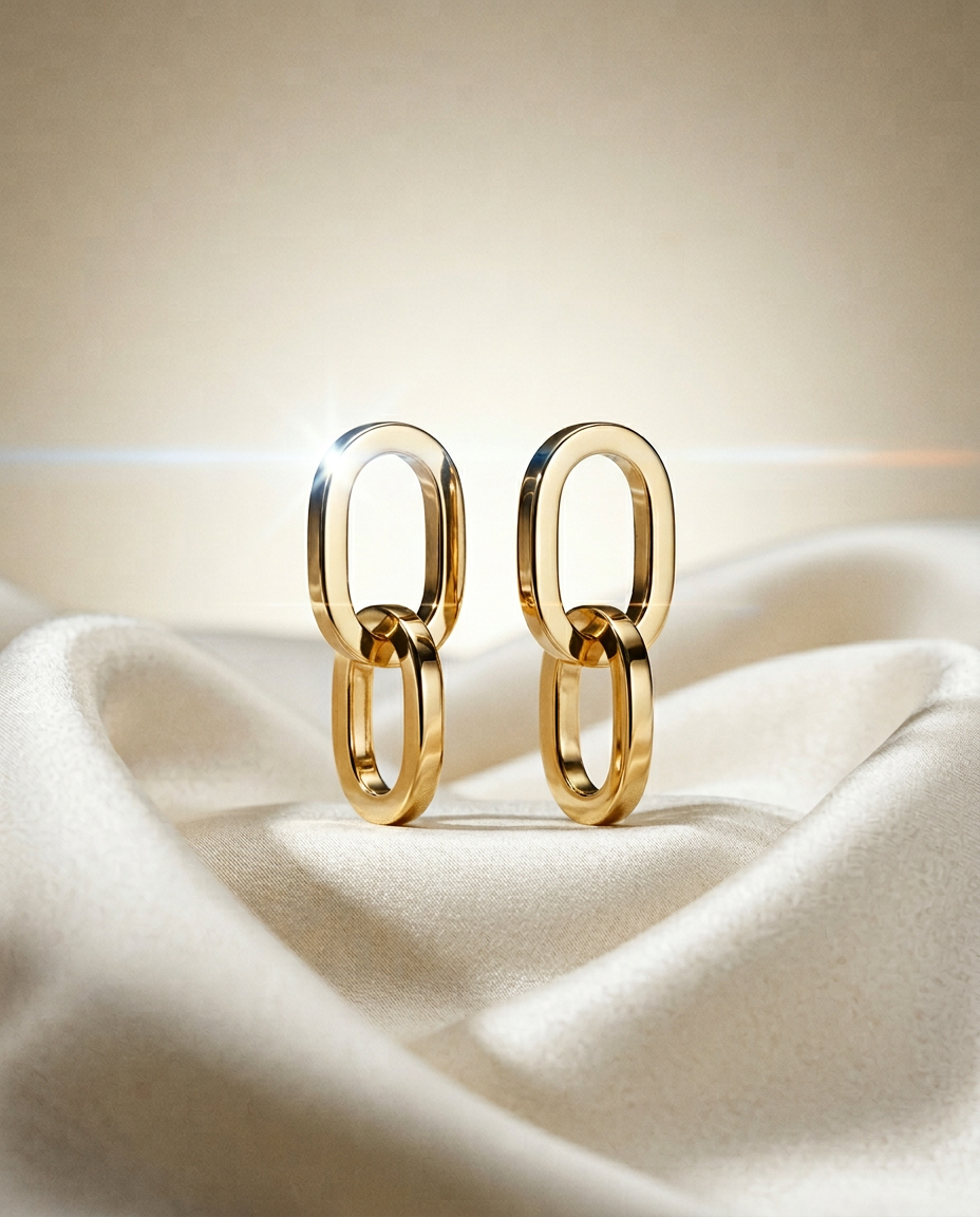Lunaria 14k Gold Interlocking Link Earrings