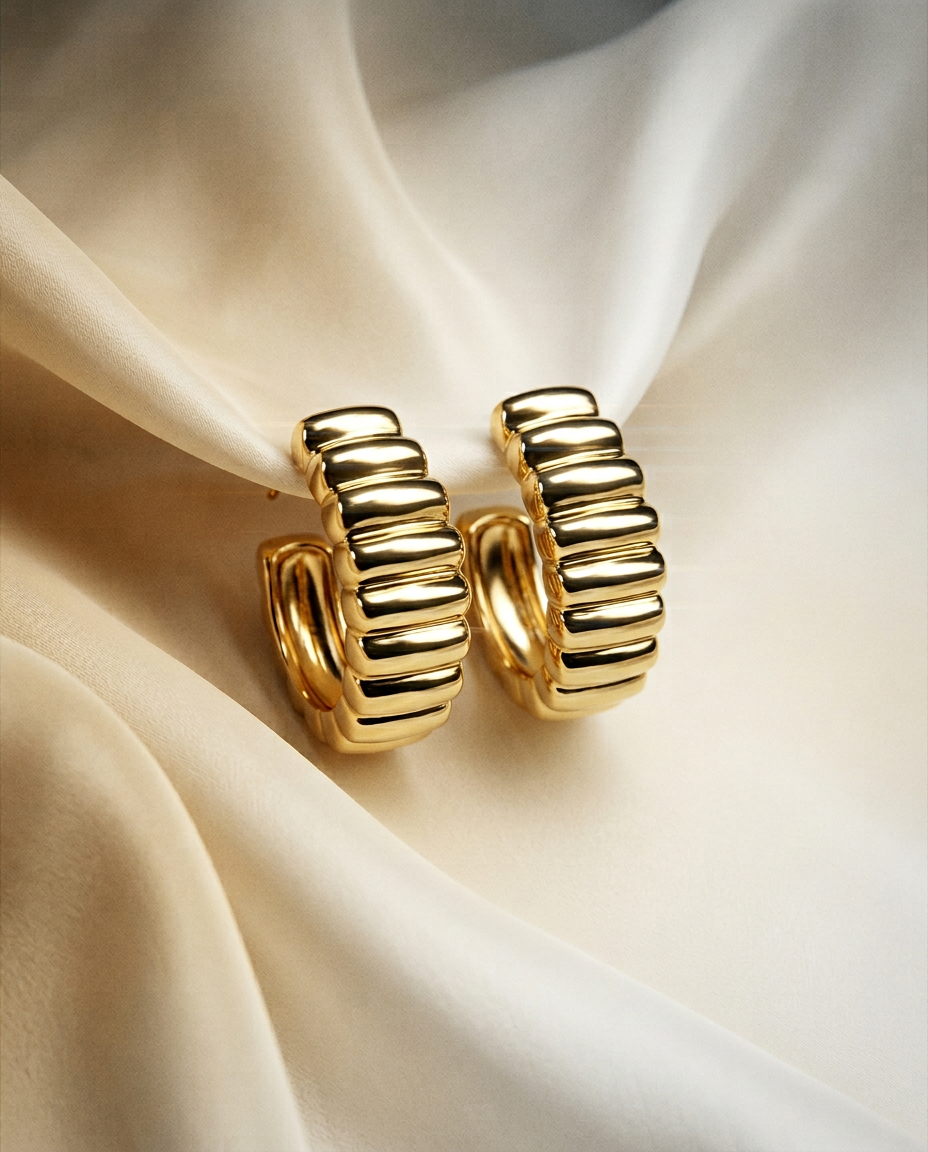 Parrot Tulip 14k Gold Wavy Hoops-4