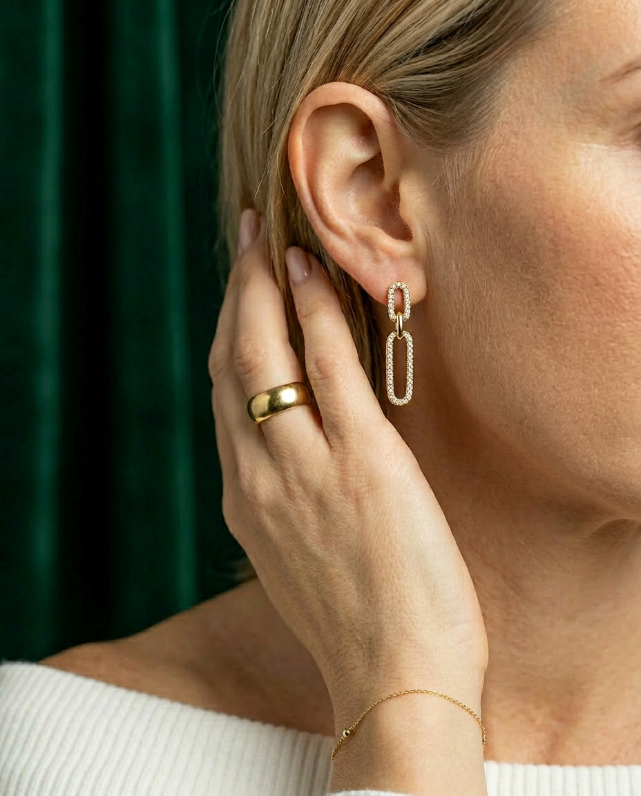 Freesia 14k Gold Diamond Link Earrings