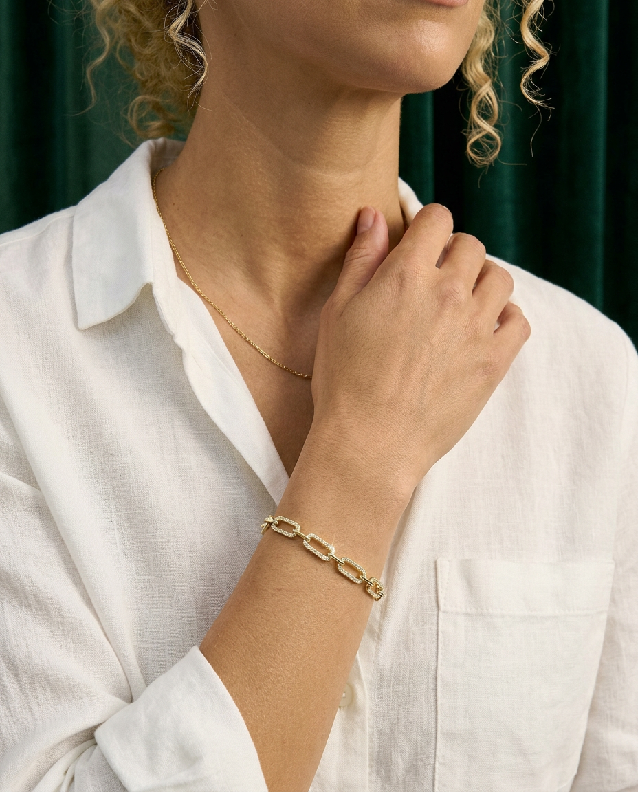 Larkspur 14k Gold Heart Link Bracelet