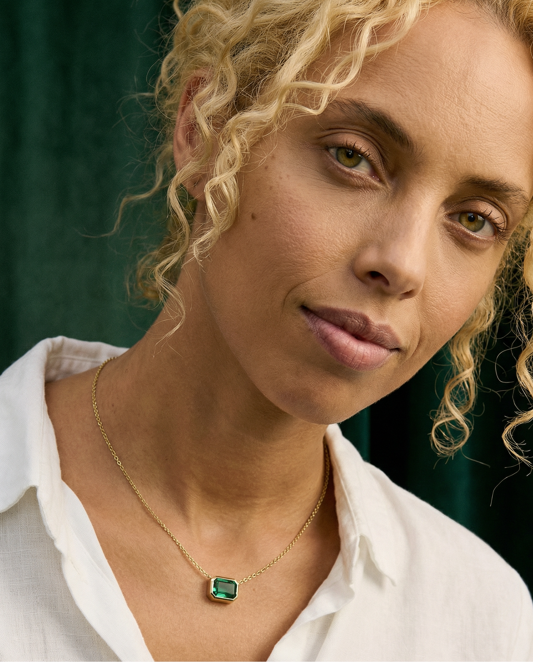 Esme 14k Gold Emerald Cut Necklace