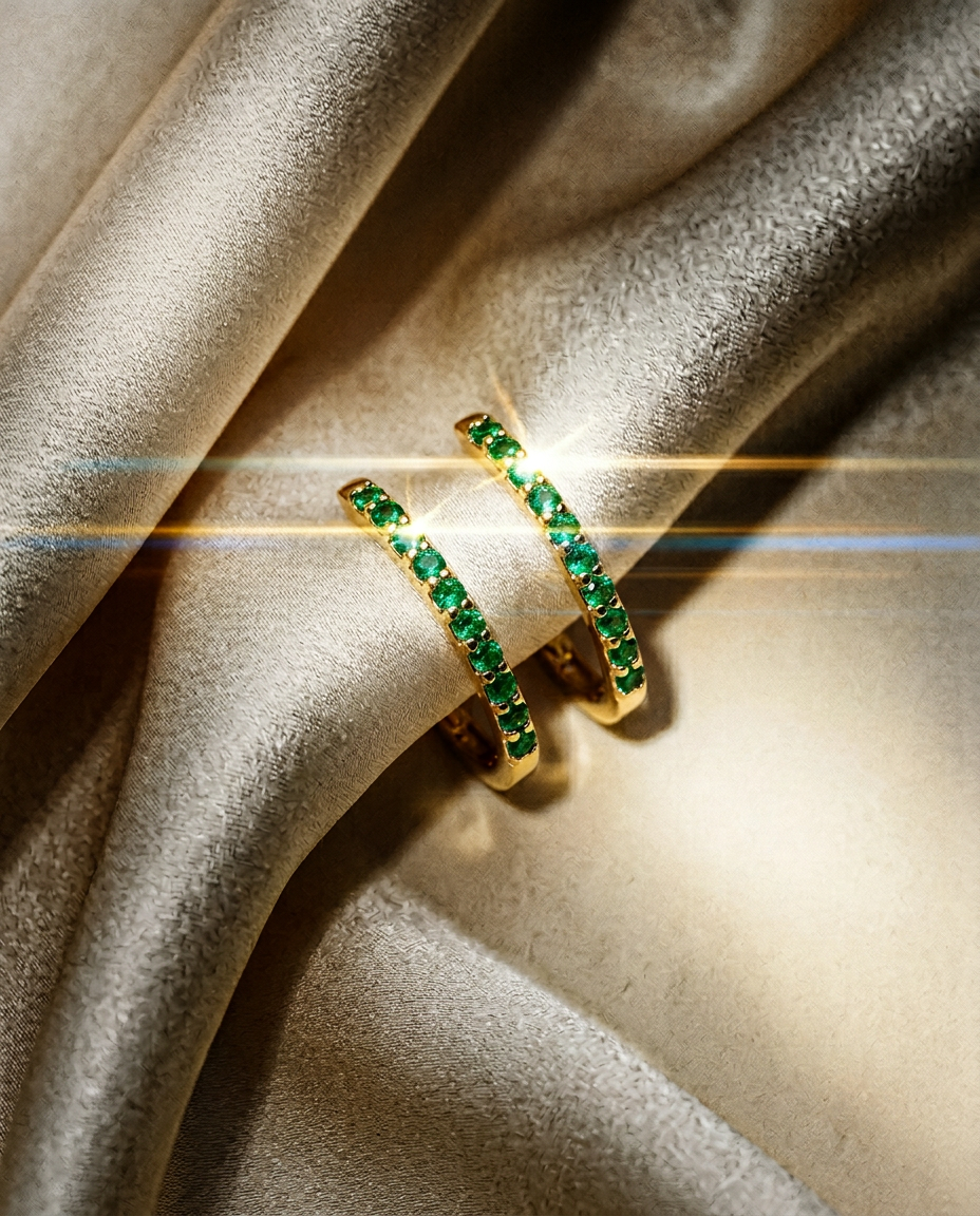 Gladiolus 14k Gold Ribbed Hoops