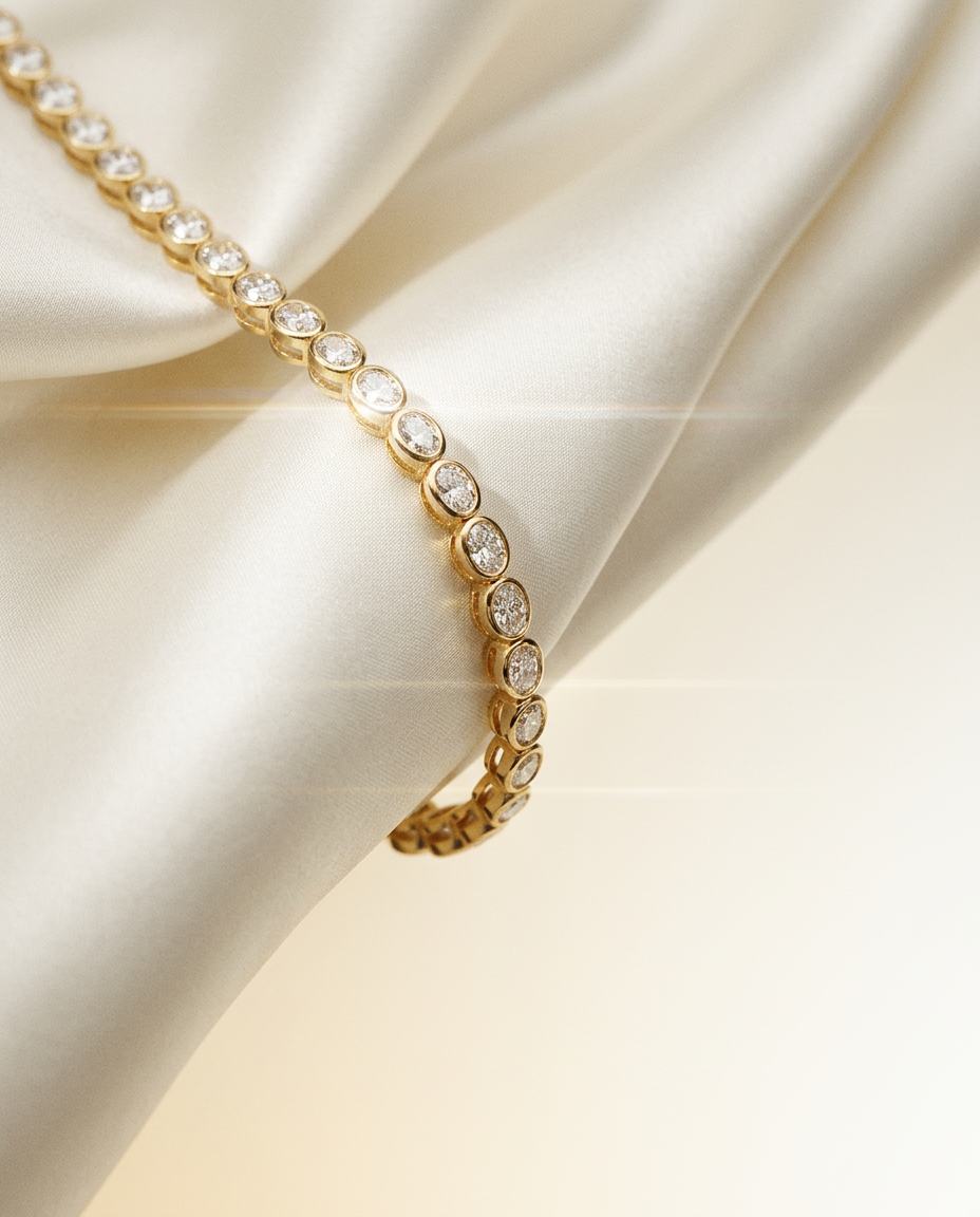 Astrantia 14k Gold Diamond Bezel Bracelet