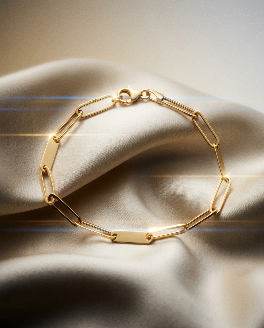 Vinca 14k Gold Link Bar Bracelet