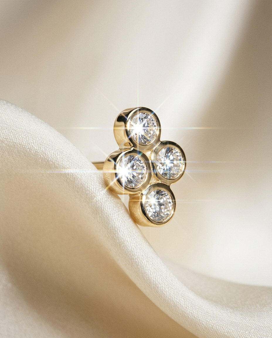 Lilac 14k Gold Diamond Quad Studs