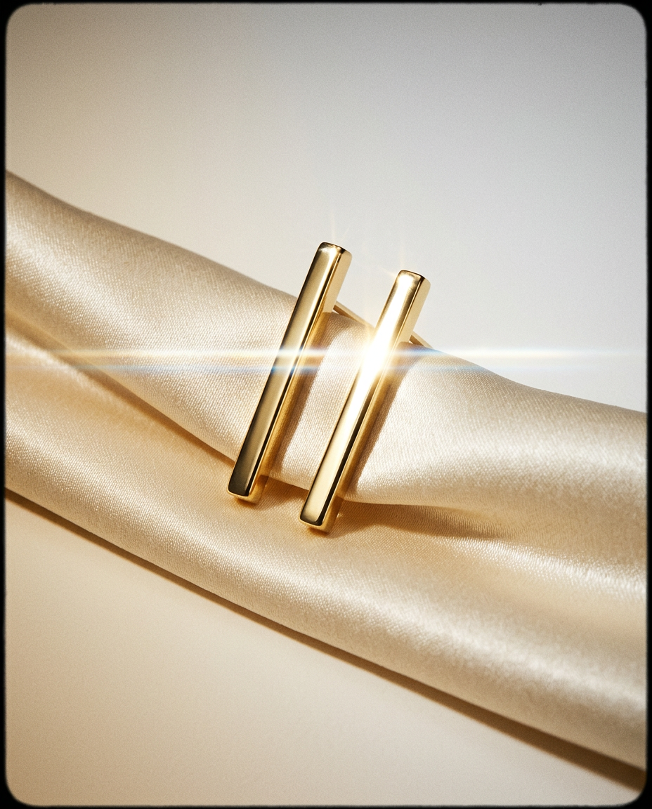 Tuberose 14k Gold Diamond Bar Earrings