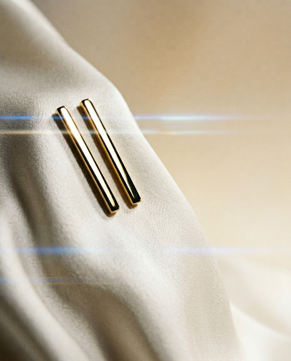 Tuberose 14k Gold Diamond Bar Earrings