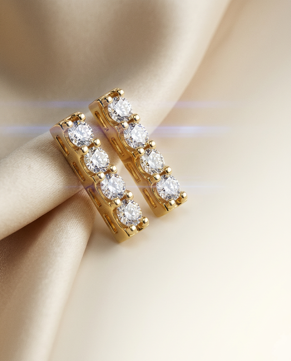 Larkspur 14k Gold Diamond Bar Studs