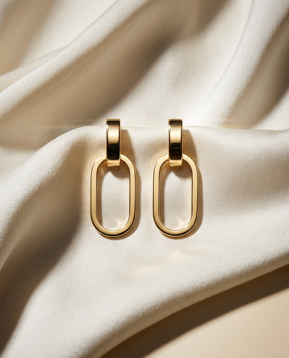 Hosta 14k Gold Oval Ridged Studs