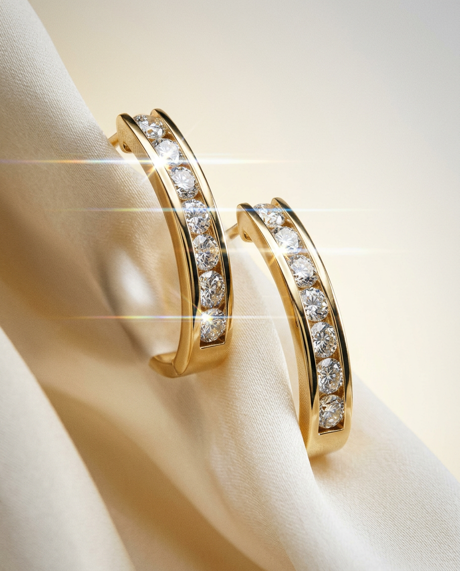 Banksia 14k Gold Ribbed Hoops