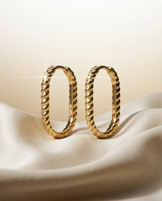 Laburnum 14k Gold Ribbed Hoops-2