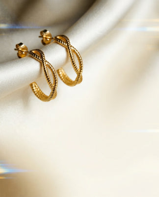 Lisianthus 14k Gold Crossover Hoops-4