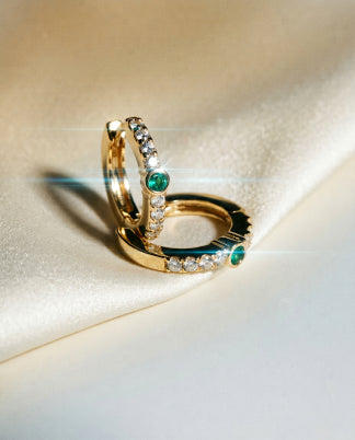 Hellebore 14k Gold Emerald Hoops-4