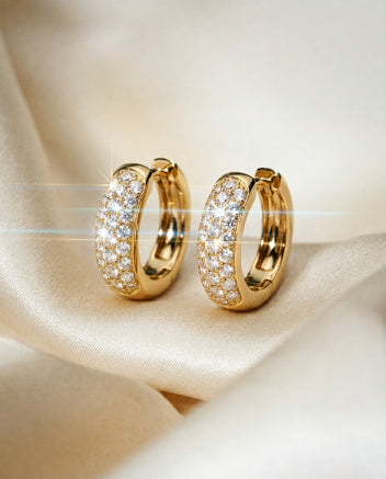 Alyssum 14k Gold Pavé Huggies