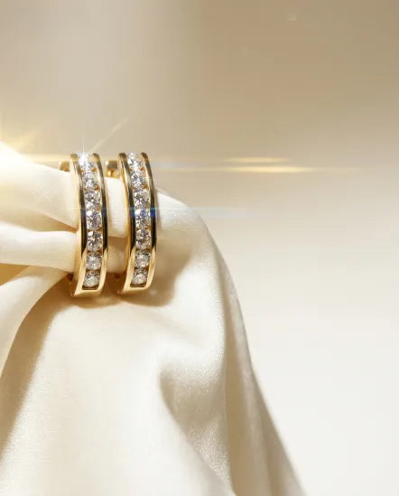 Banksia 14k Gold Ribbed Hoops